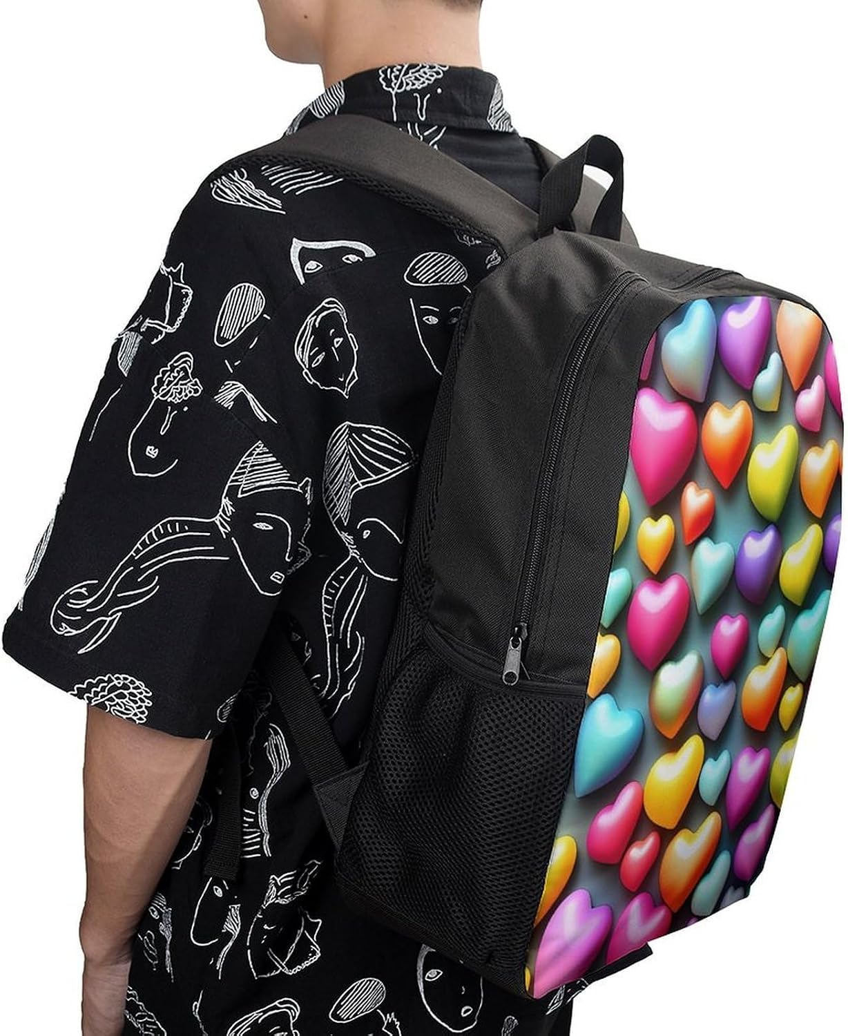 Colorful Rainbow Hearts Bookbags 17 Inch Aesthetic Laptop Bagpack Casual Travel Laptop Backpack Unisex Aesthetic Daypack for College Work Travel image 5