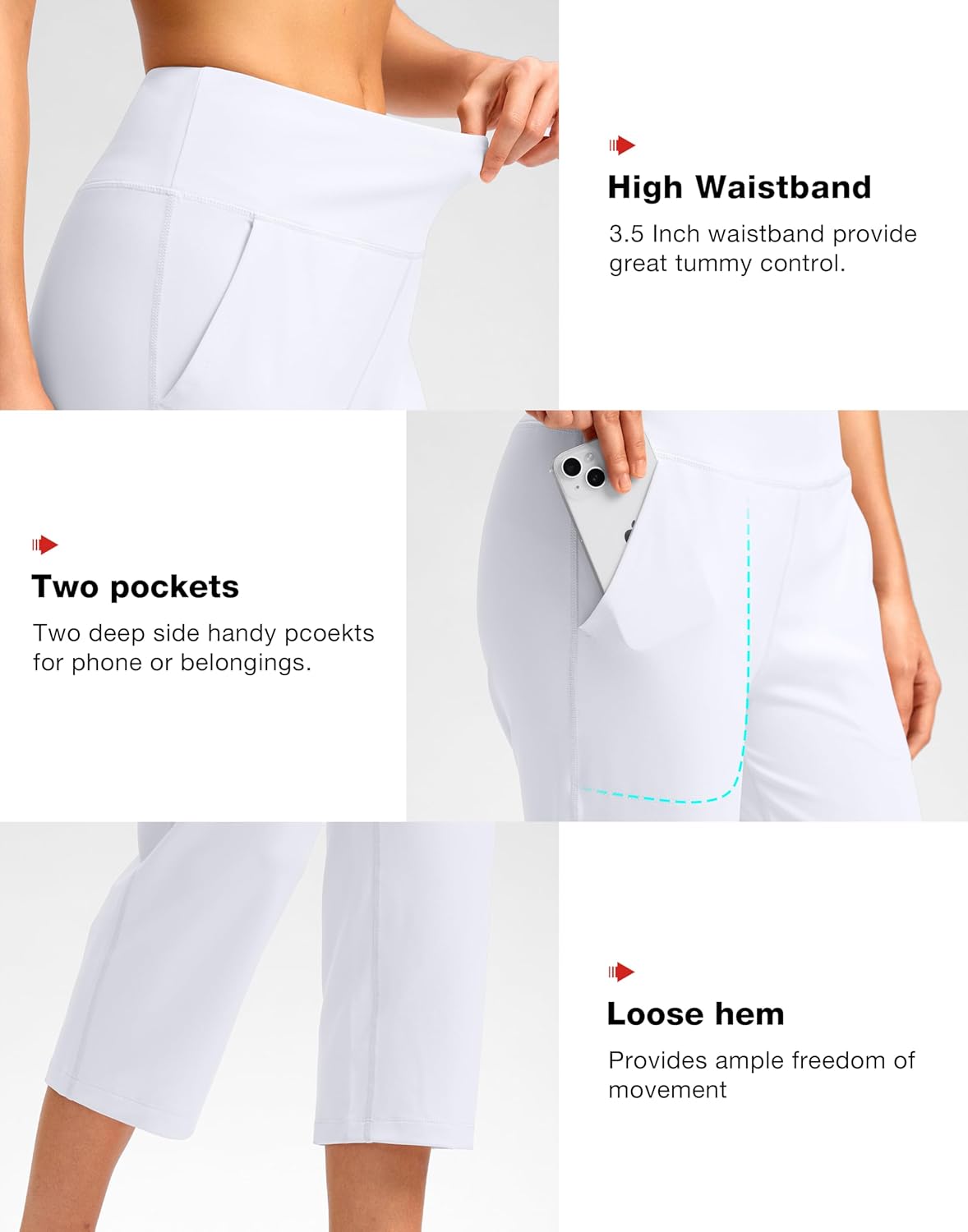 SANTINY Capri Pants for Women High Waisted Workout Yoga Capris Leggings Straight Leg Athletic Cropped Pants with Pockets - Image 5