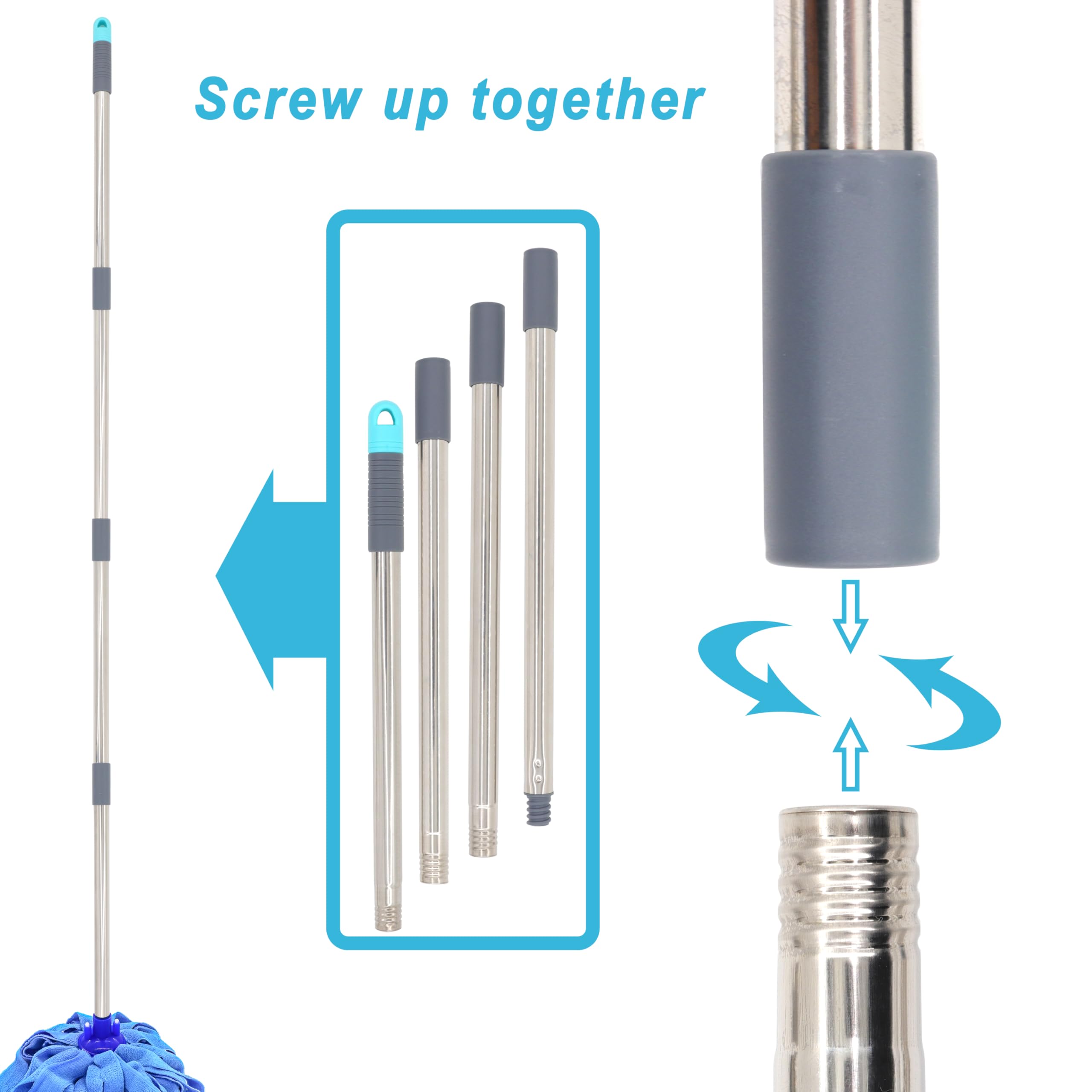 4-Section 4.8ft. Stainless Steel Pole Mop Zambia