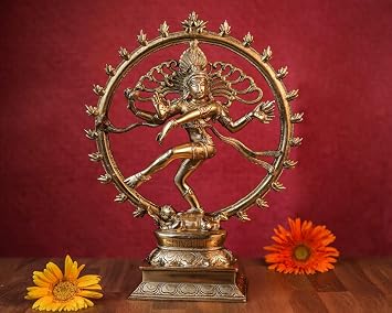 SHIVAJIARTS Nataraja Statue - 13.5 Inch Lord Dancing Shiva Natraj Large Dancing Nataraja Brass Idol God of Gods Natraj for Yoga Hall Shiva Sculpture