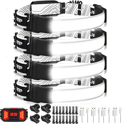 Miniatura 8 de LED Headlamp Flashlight, 1000LM 230Wide-Beam USB Rechargeable Head Light with Taillight(Individual Control) & 16 Clips Waterproof Headlight