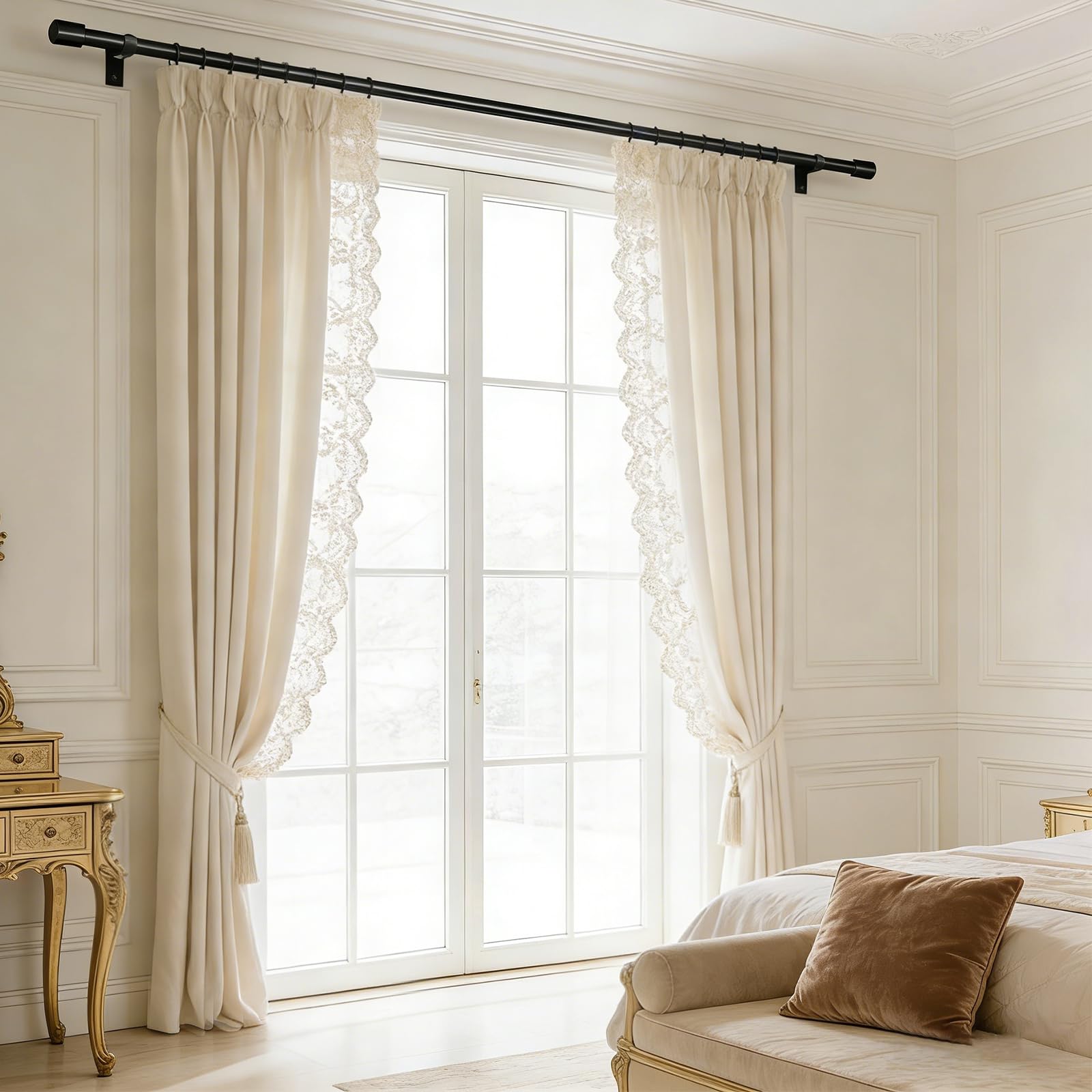 Bastone Tenda Estensibile 76-305cm Asta Metallo Diametro 19mm Nero