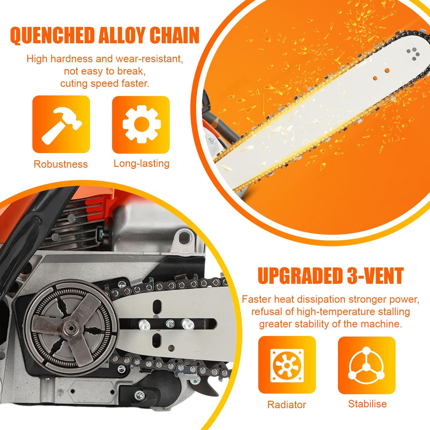 Gas Powered Chainsaws, 58cc Power 20 Inch Gasoline Chainsaw for Craftsman Wood Cutting, Handheld Cordless Guide Board Chain Saws for Tree Pruning, Yard Cleanups & Garden Tools
