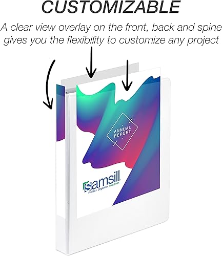 Vista 378 de Samsill Carpeta duradera de 1.5 pulgadas, fabricada en los Estados Unidos, carpeta de anillos en D, carpeta transparente personalizable, surtido