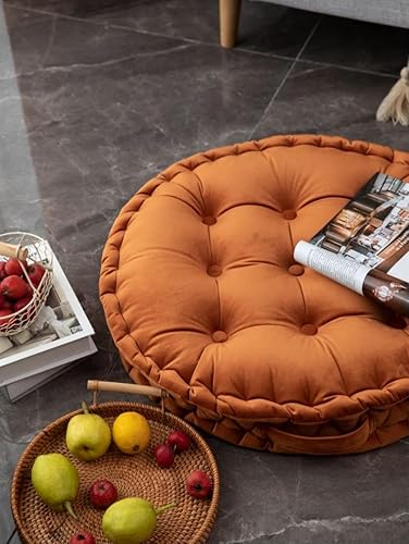 Miniatura 7 de MOJUN Almohadas redondas de suelo, cojín grande de terciopelo holandés de color sólido con asa para adultos, almohada redonda gruesa de meditación