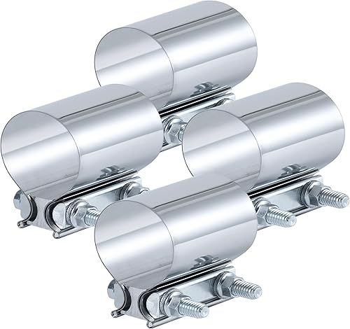 Vista 18 de Abrazadera de escape de 5.0 pulgadas, junta a tope de 5 pulgadas, silenciador de tubo de escape de acero inoxidable (2 unidades)