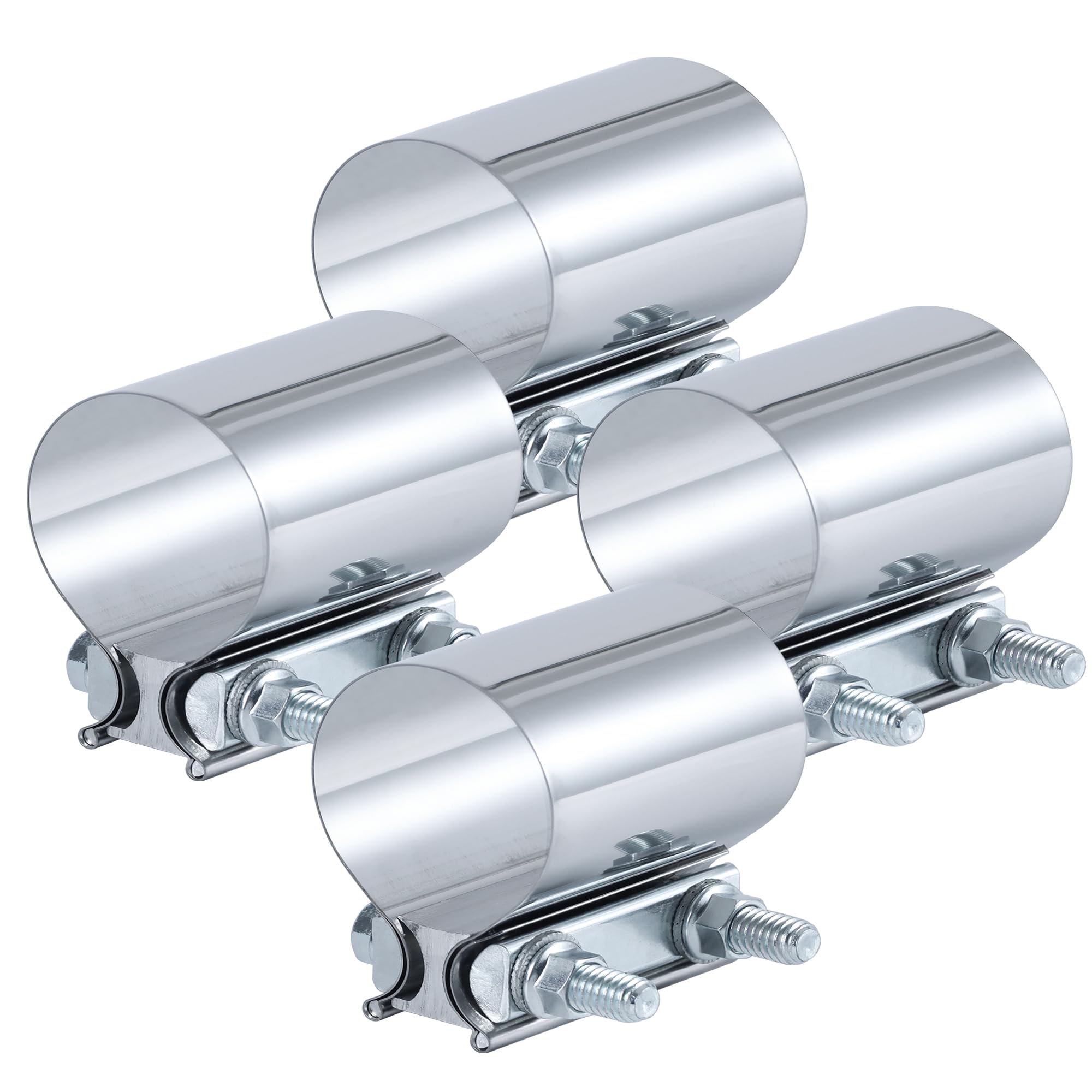 2.0 Inch Exhaust Clamp, 2 In Butt Joint Exhaust Pipe Muffler Band Clamp Sleeve Coupler Stainless Steel?4pcs?