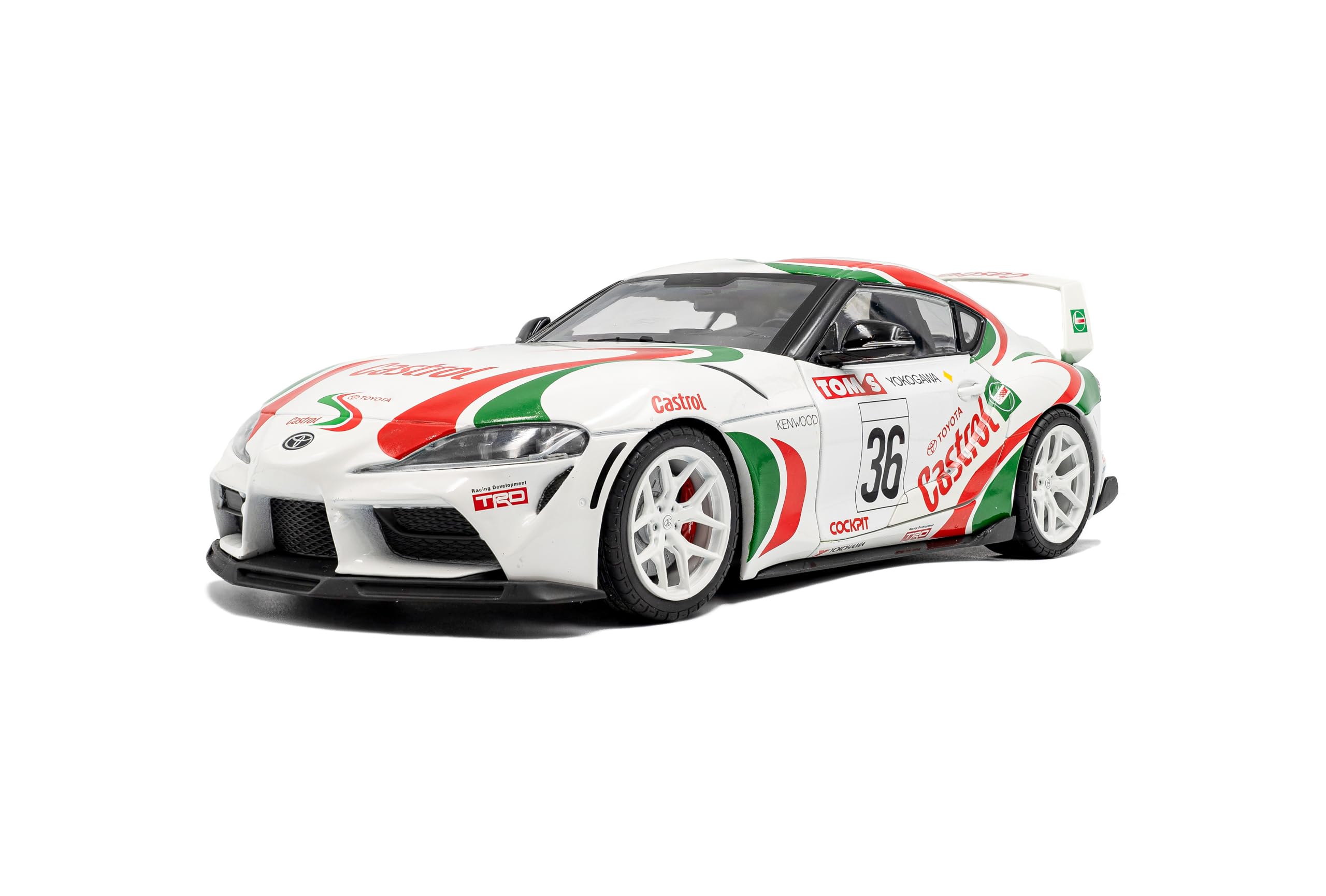 Solido Toyota GR Supra #36 - Modern Sport Coupé, Racing Design, Starting Number, Multispoke Wheels, Diecast Model, White, Red and Green, 1:18