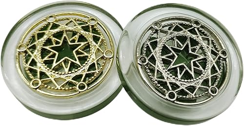 1 Pair Real Four Leaf Clover with Metals Magic Ornaments - Lucky Charms Lucky Coin, Moon Sun Star Good Luck Gift for Friends Family