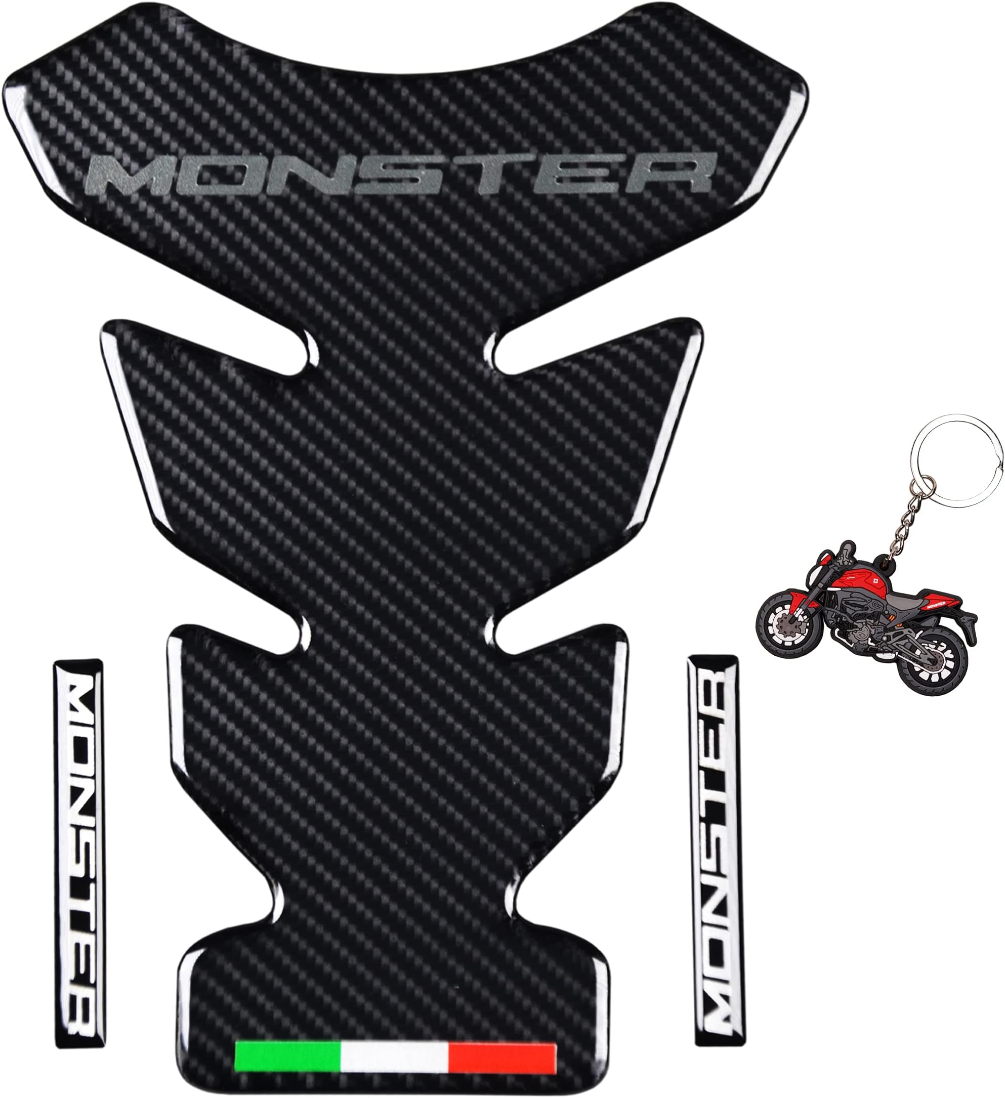 5D Real Carbon Fiber, Fuel Gas Tank Protector, Tank Pad for MONSTER 1000 S 1100 EVO 1200 R 400 600 620 695 696 750 796 797 800 821 900 S2R S4 S4RS Monster, 2 Pcs Per Set