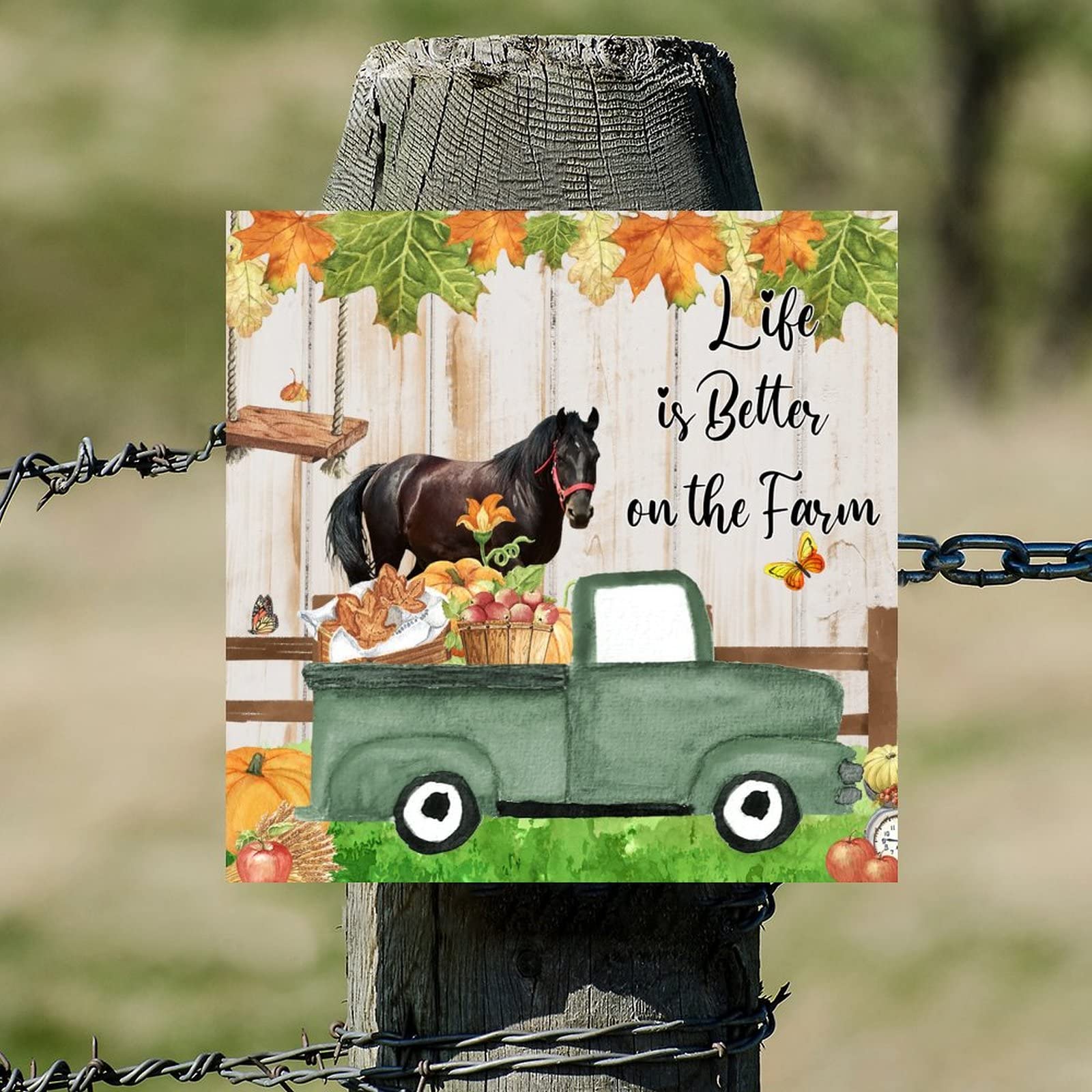 Plaque murale rétro en bois Life is Better on The Farm décor de salon