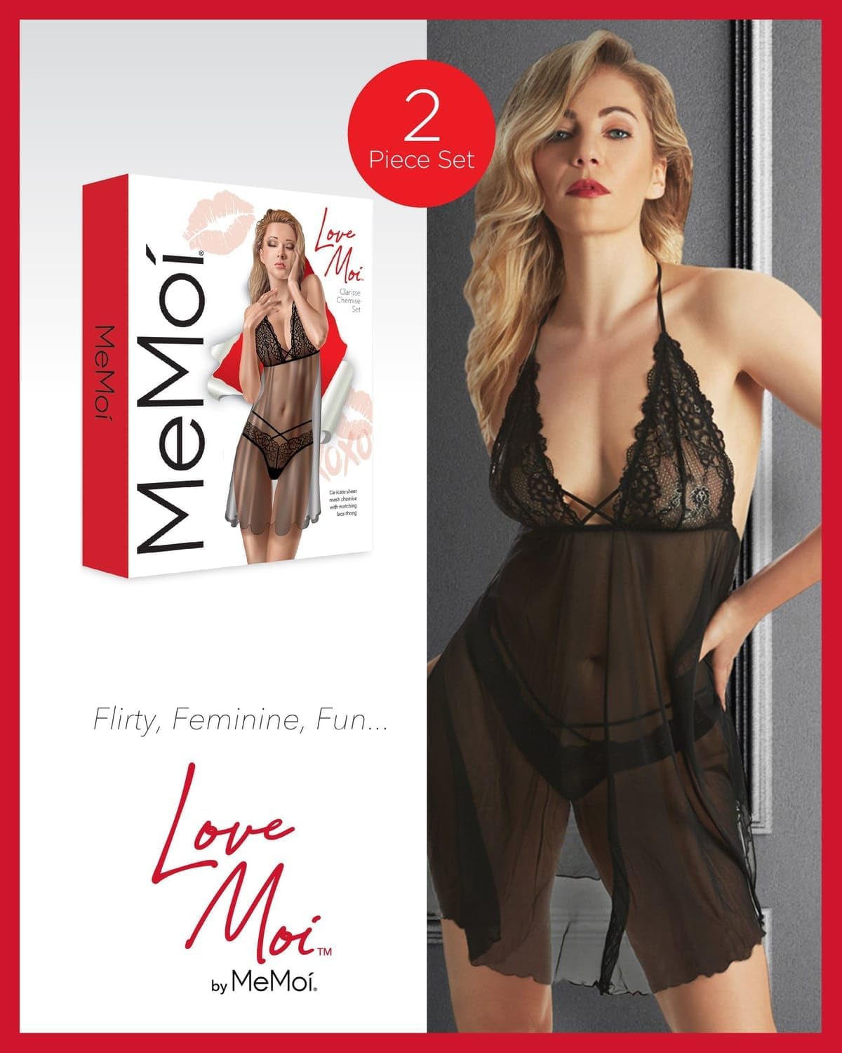 Women's Clarisse Floral Lace Sheer Babydoll Chemise Set