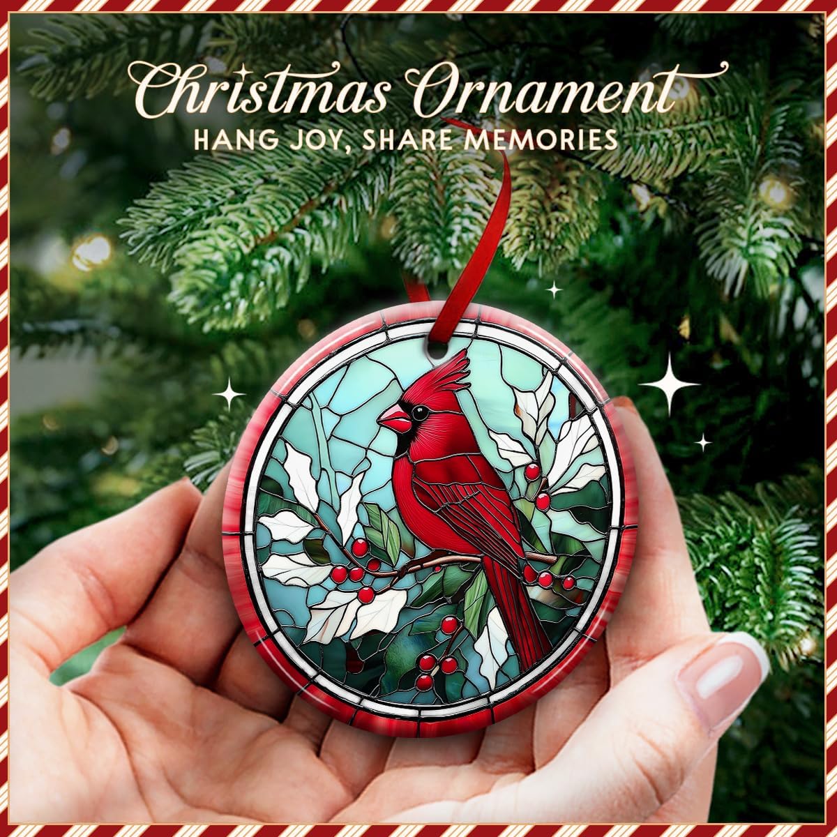 Cardinal Christmas Ornament 2025 - Memorial Gifts for Loss of Loved One, Remembrance Ornaments for Christmas Tree - in Loving Memory Decor, Xmas Sympathy Gifts for Family, Dad, Mom - Image 3