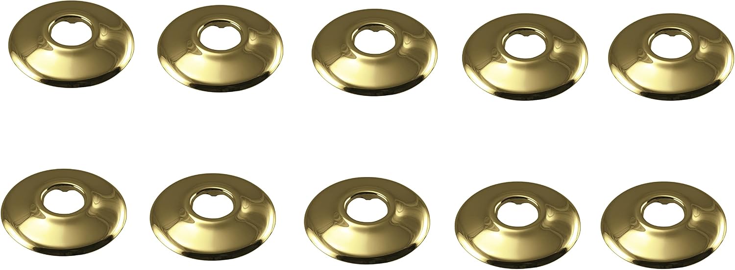 Westbrass D129-10-01 1/2" IPS Sure Grip Low Pattern Flange, Polished Brass (10-Pack)