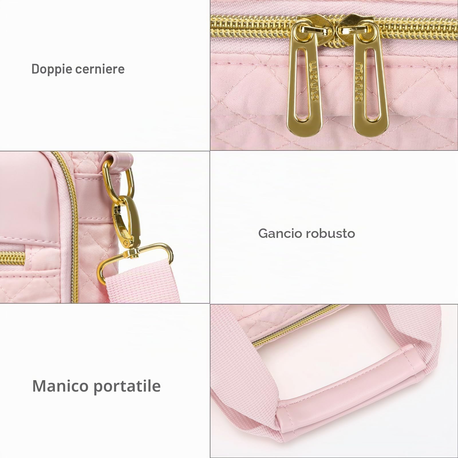 MOSISO 15-15,6 Pollici Borsa Porta Tracolla PC Laptop,Valigetta per Donne&Uomini,16 Pollici Quadrato Trapuntato Borsa Porta Computer Ufficio Viaggi Affari con 3 Tasche&Cinturino,Rosa