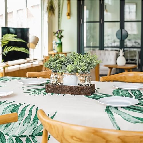 Miniatura 5 de Mkono Mini plantas falsas y tarro de masón, centro de mesa, decoración rústica de granja, plantas artificiales ligeras en maceta, eucalipto