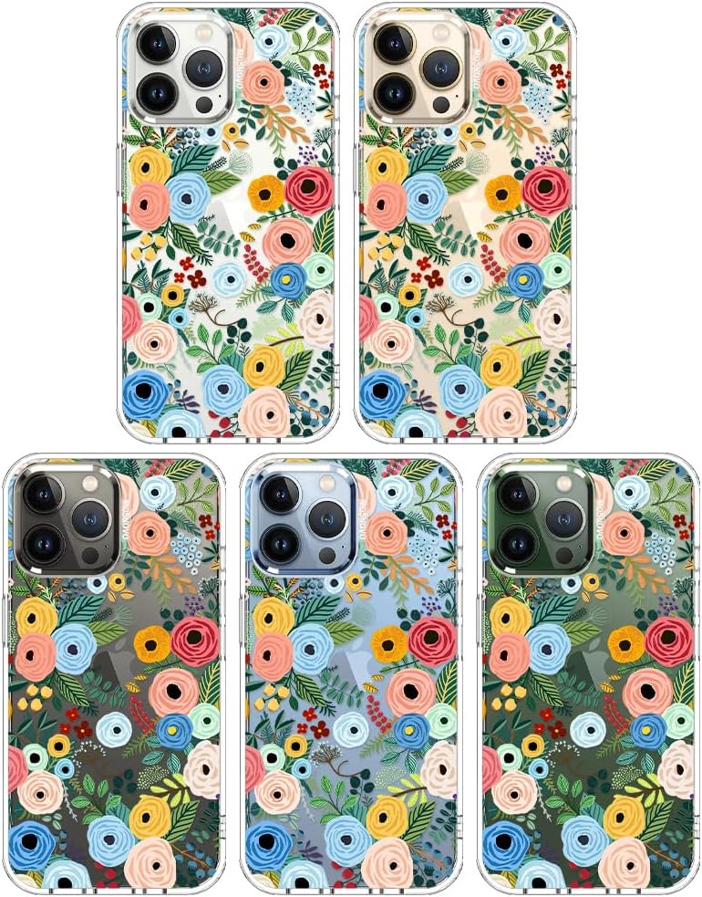 MOSNOVO Case for iPhone 13 Pro Max, [Buffertech 6.6ft Military-Grade Drop Protection] [Anti Peel Off Tech] Clear TPU Bumper Phone Case Cover Design - Pastel Floral Garden - Image 3