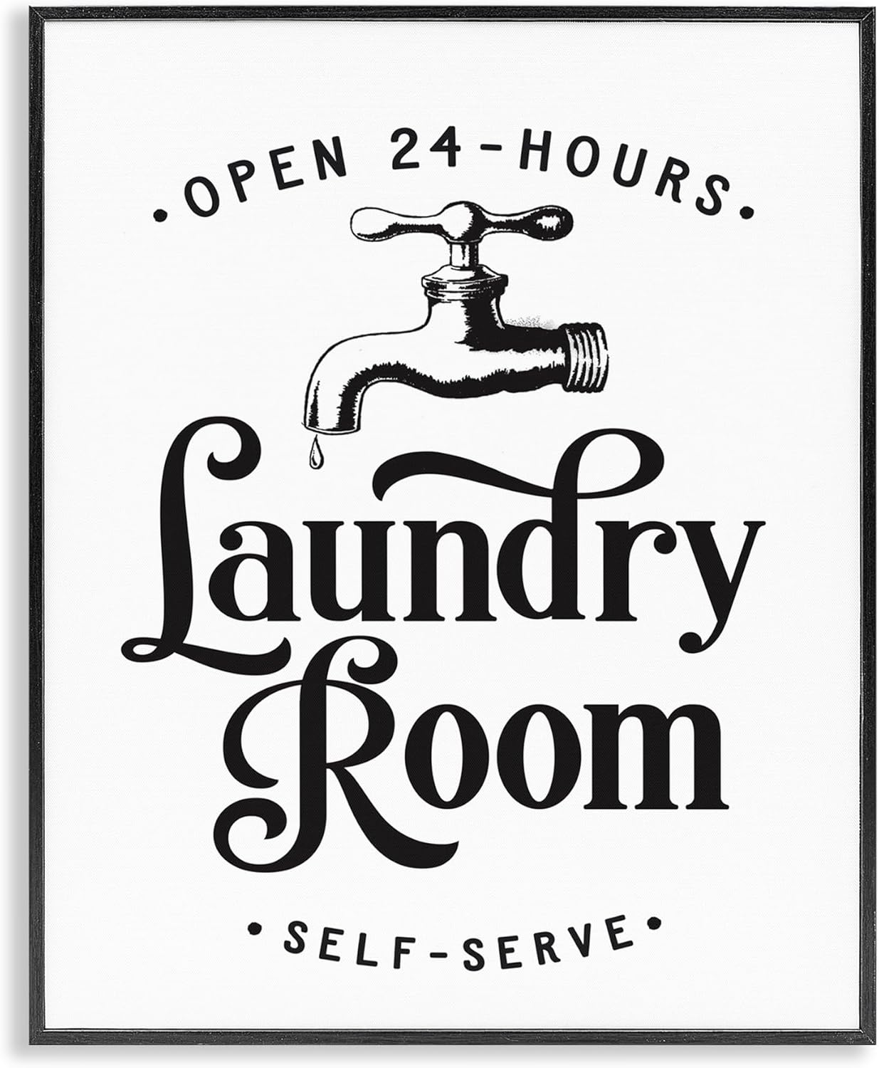 Stupell Industries 'Self-Serve Laundry Room Sign Vintage Faucette Drip', Framed Giclee Art, Black, 16 x 20 Inches, Easy to Hang and Sturdy, Made in USA, by Lettered and Lined