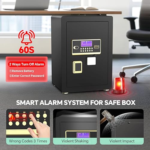 Miniatura 3 de Caja de seguridad con teclado digital y sistema de alarma  Caja de seguridad electrónica para efectivo de joyería con estantes ajustables  Incluye