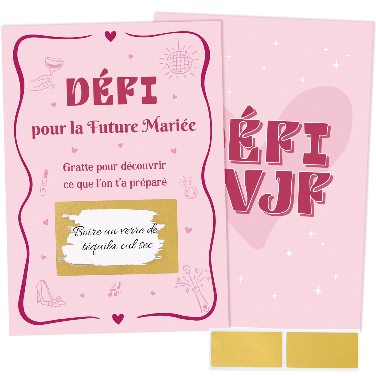 12 Cartes Défis EVJF Personnalisables + Pastilles à Gratter | Animation Enterrement Vie De Jeune Fille | Idée Cadeau Drôle