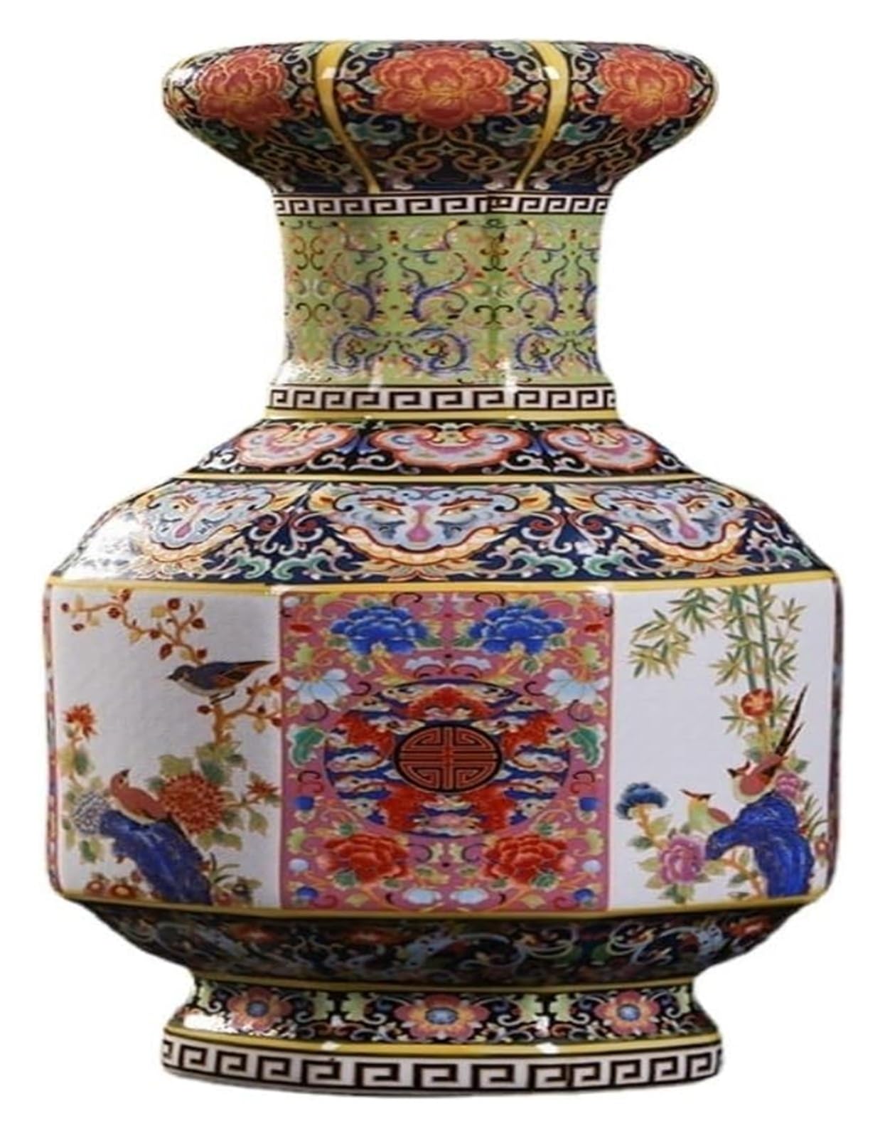 Vase Tabletop Flower Glass Ceramic Ornaments Antique Enamel Porcelain Entrance Hall Living Room Chinese Style Home Vase-B-A