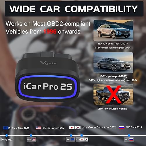 Vgate iCar Pro 2S OBD2 Bluetooth Adapter Check Engine Vehicle Code Reader Diagnostic Scanner Tools for iOS&Android and Windows Made for Electric (EV) and Hybrid Vehicles - 8