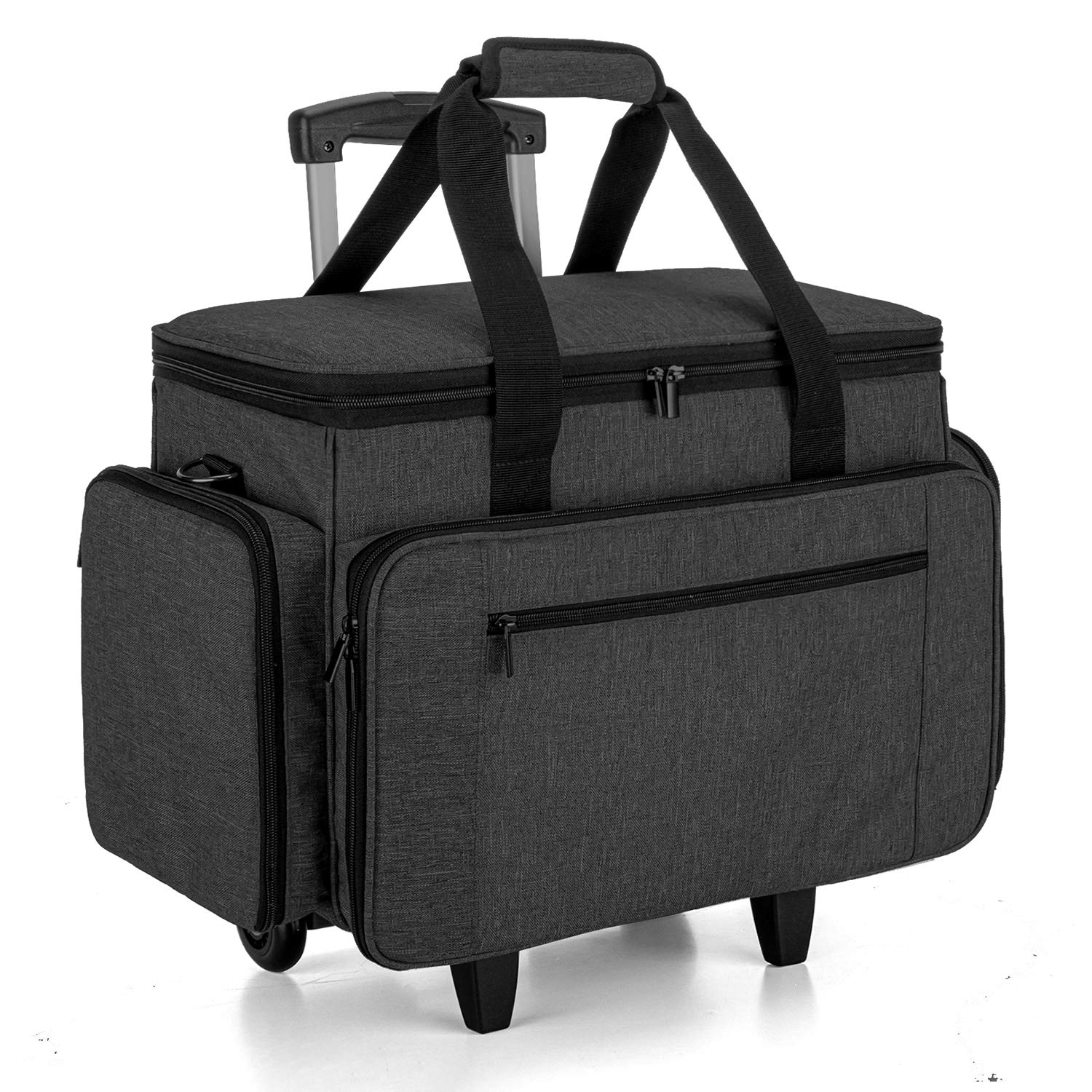 Luxja Sac de Machine à Coudre avec Chariot Détachable, Noir | Sac Machine à Coudre avec Coussin Amovible, Sacoche Machine à Coudre pour Accessoires de Coudre