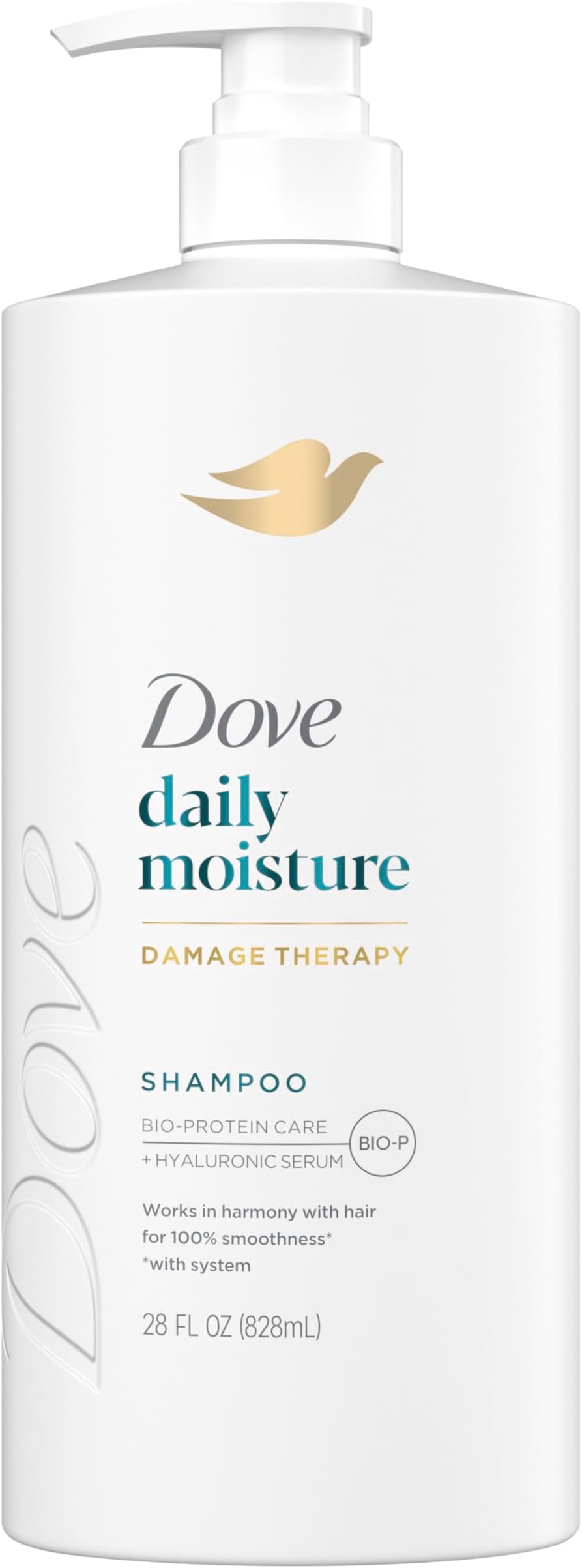 Dove Damage Therapy Shampoo Daily Moisture for Dry Hair with Bio-Protein Care Technology and Hyaluronic Serum 28 Fl Oz