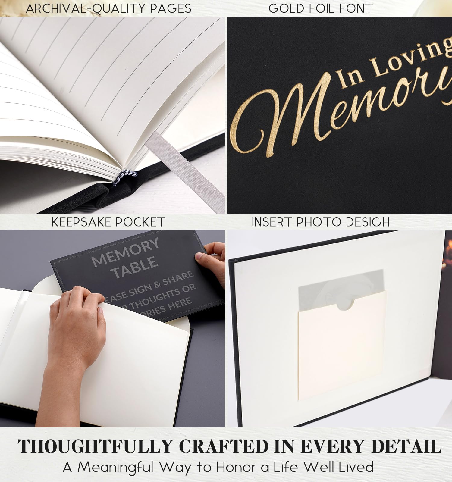 Begräbnisgästebuch für Gedenkdienst, Beerdigungsschild im Buch für Gäste, Hardcover Beerdigung Gästebücher Feier des Lebens, in Loving Memory Gästebuch für Beerdigung, insgesamt 88 Seiten für 280