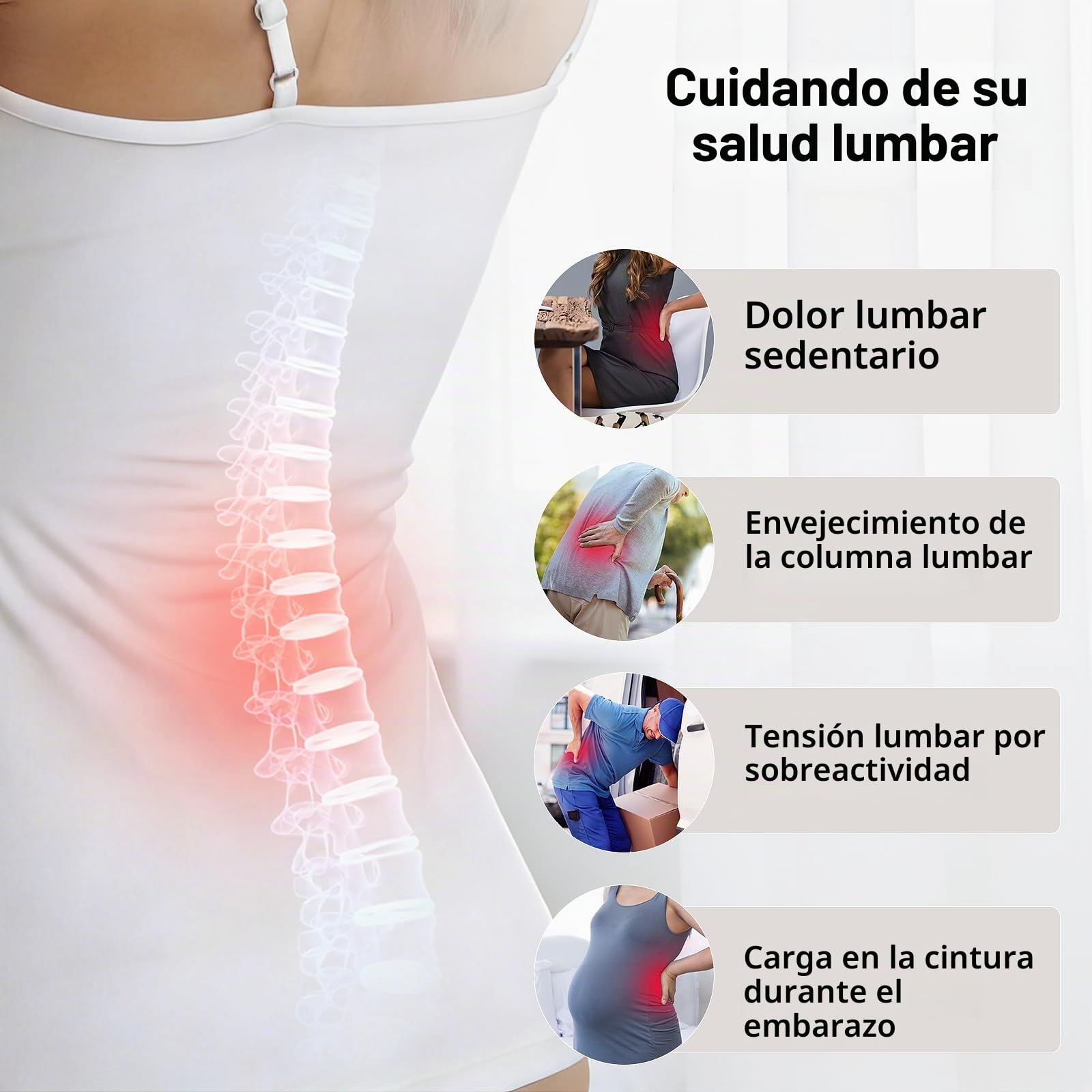 Almohada de apoyo lumbar ajustable para dormir, cojín de espuma viscoelástica, almohada de apoyo para aliviar el dolor de espalda baja, color beige