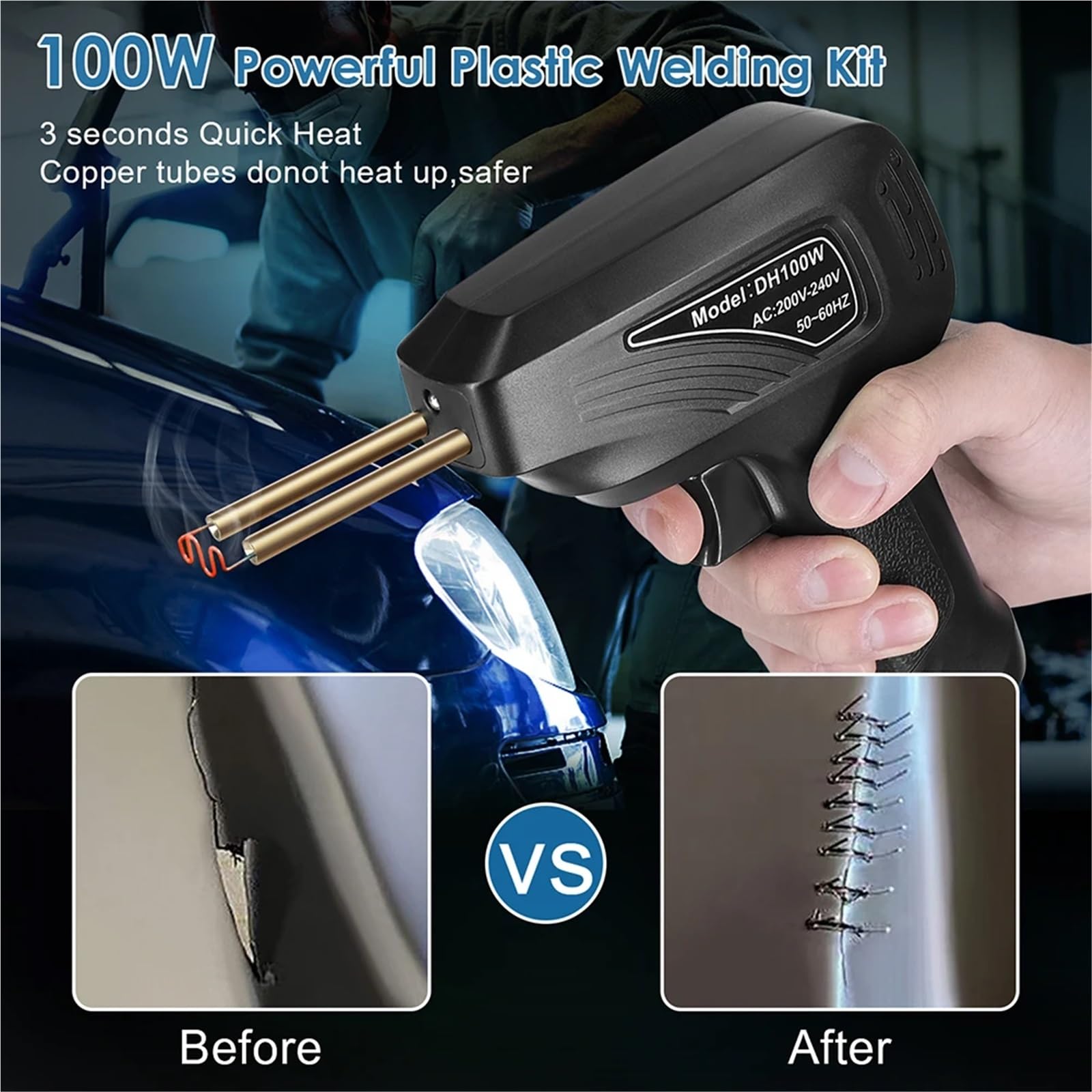 100W Hot Stapler Plastic Spawarka Plastikowa Lutownica Zderzak Plastikowy Narzędzia Garażowe Zderzaki Samochodowe Narzędzie Naprawcze Maszyna do naprawy spawarki