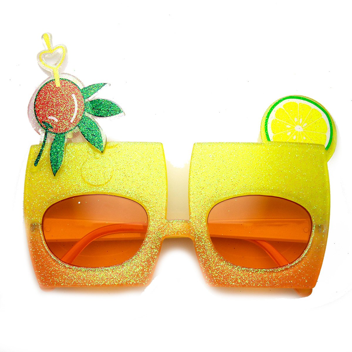 zeroUV Cherry Cocktail Mix Drink Party Favor Celebration Novelty Sunglasses (Yellow-Orange Orange)