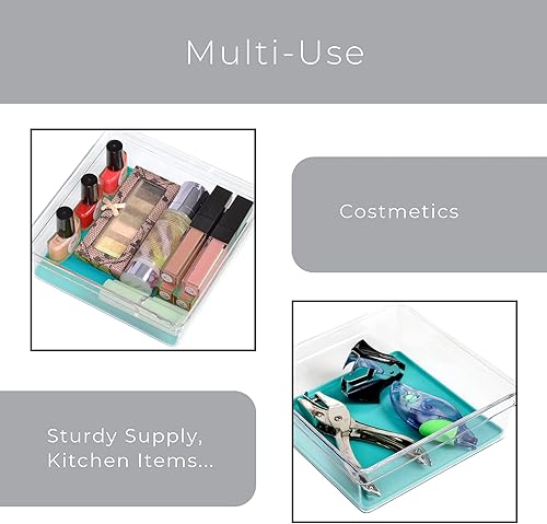 Miniatura 5 de Organizador de cajones de plástico de diseño inteligente con fondo de silicona sin BPA para utensilios de cocina cubiertos u artículos de oficina