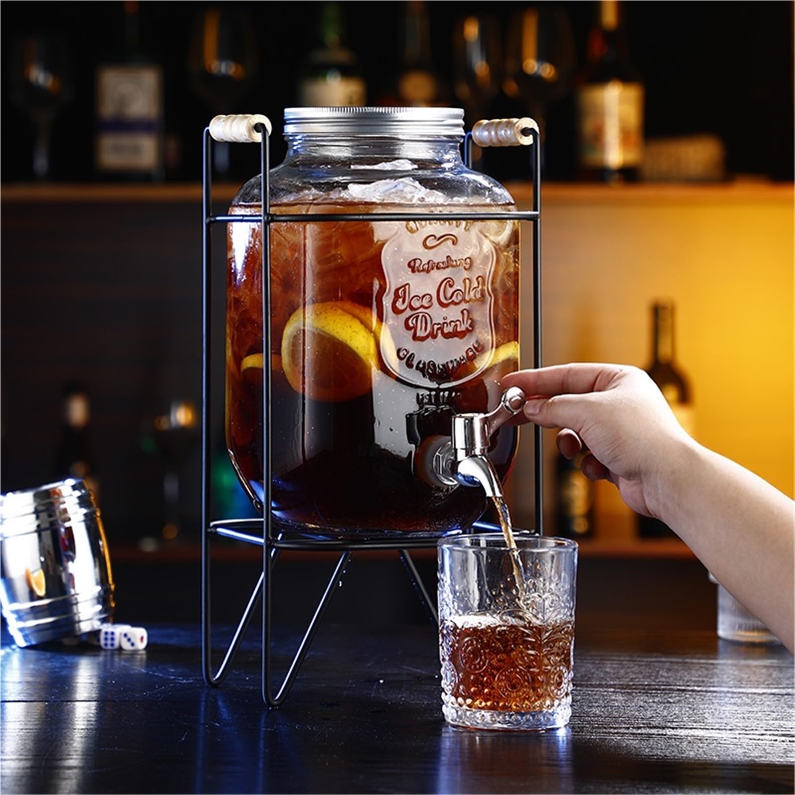 Dispensador Cerveza Dispensador De Bebidas Vidrio 1.05 Galones con Grifo Acero Inoxidable para Casa Bar