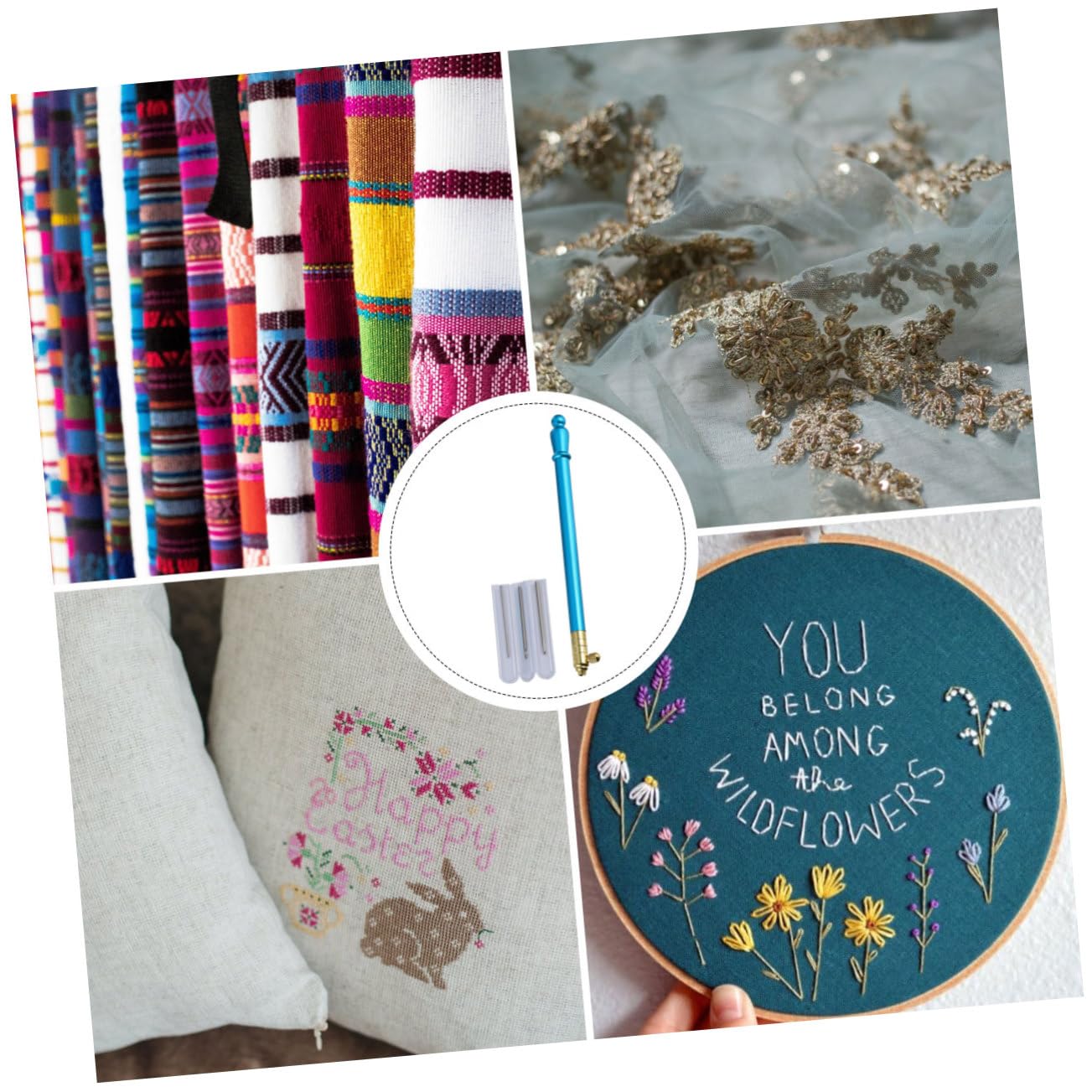 Operitacx 3juegos Agujas De Bordado Punch Needle Diseño Ergonómico Para Manualidades y Agujas Metálicas Suaves Para Proyectos De Costura Para Adultos Kit De Bordado Creativo