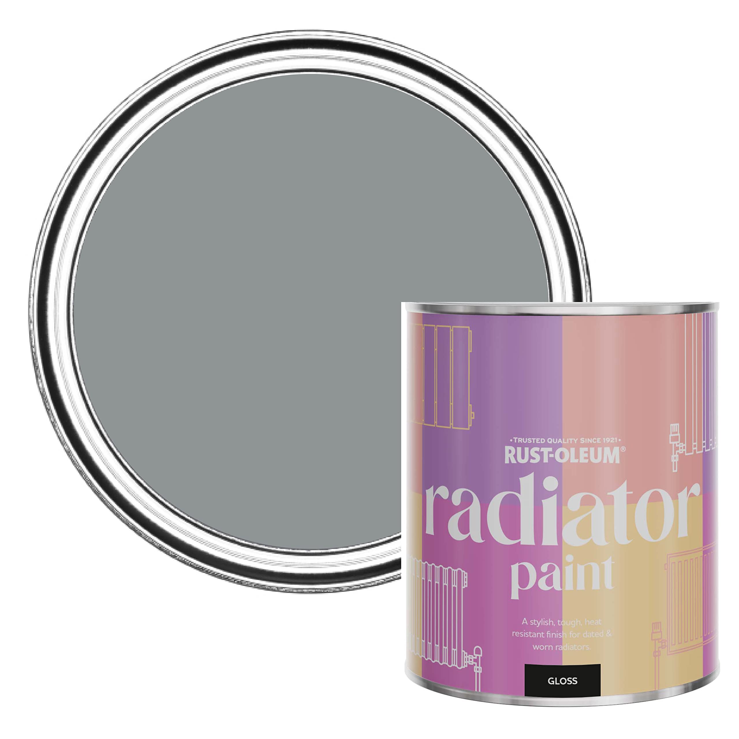 Rust-Oleum Mid-Grey Heat Resistant Radiator Paint in Gloss Finish - Anthracite 750ml