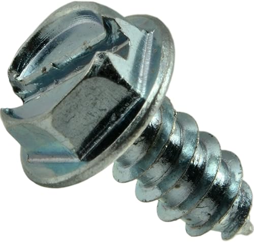 Hard-to-Find Fastener 014973265397 Tornillos de chapa de arandela hexagonal ranurada, 8 x 38, pieza-100, zinc