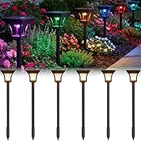 Vista 9 de CINOTON - Luces solares para caminos exteriores 2 en 1 con 4 modos de iluminación, luces LED impermeables IP65 con energía solar para pared, jardín