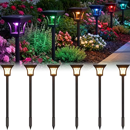 Miniatura 9 de CINOTON - Luces solares para caminos exteriores 2 en 1 con 4 modos de iluminación, luces LED impermeables IP65 con energía solar para pared, jardín