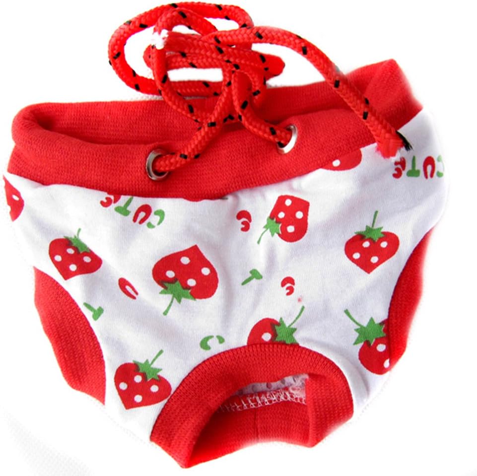 Urparcel Female Pet Dog Puppy Sanitary Cute Short Striped Panty Pant Diaper Underwear White S