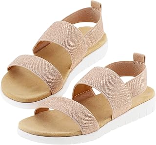 Girls Sandals Open Toe Kids Summer Flat Sandals Casual Fashion Dress Shoes with Elastic Straps - Buy now