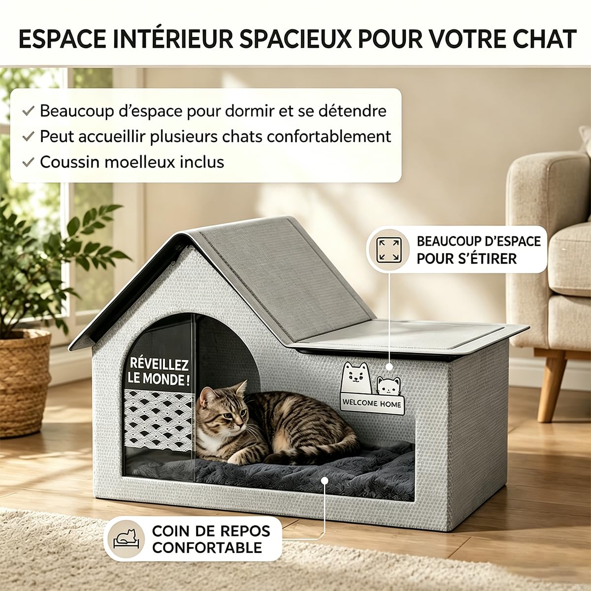 Maison RafraîChissante pour Chat, Lit Isotherme Pliable Et RéSistant Aux IntempéRies avec 10 Blocs De Glace RéUtilisables, pour Repos IntéRieur Et ExtéRieur (A)