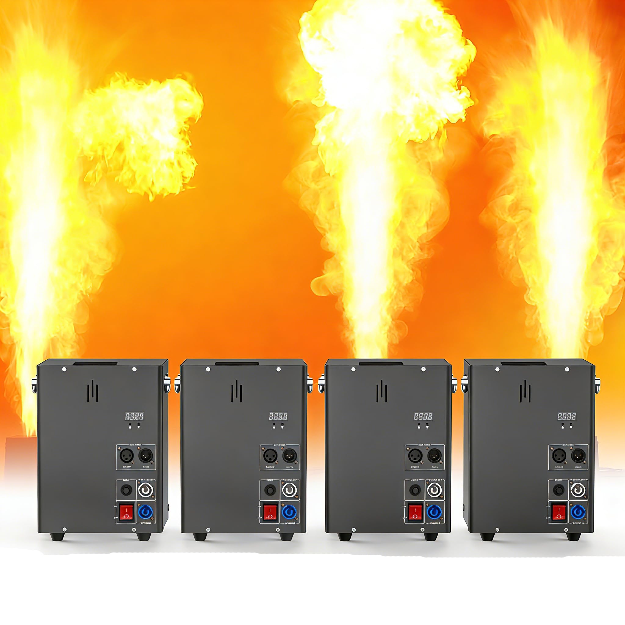 4 pezzi Proiettore di fiamme DJ Jet Flame da 180 W con controllo d-MX, adatto per concerti, spettacoli, feste, Halloween, Natale ed eventi sportivi