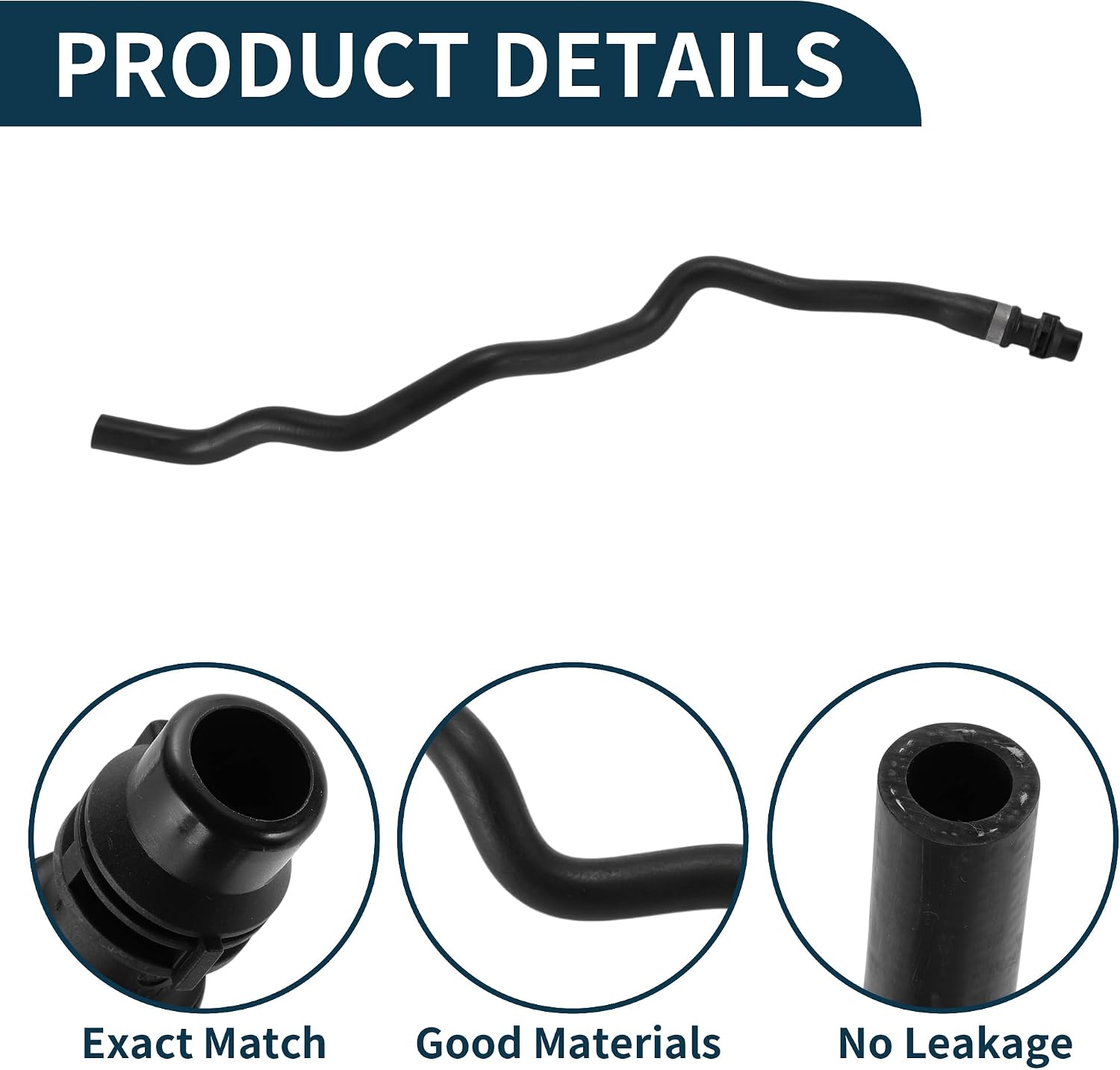 Radiator Hose Heater Hose No.64219329643 for BMW 3 Series 2005-2019 Rubber Coolant Hose Black 1 Pc