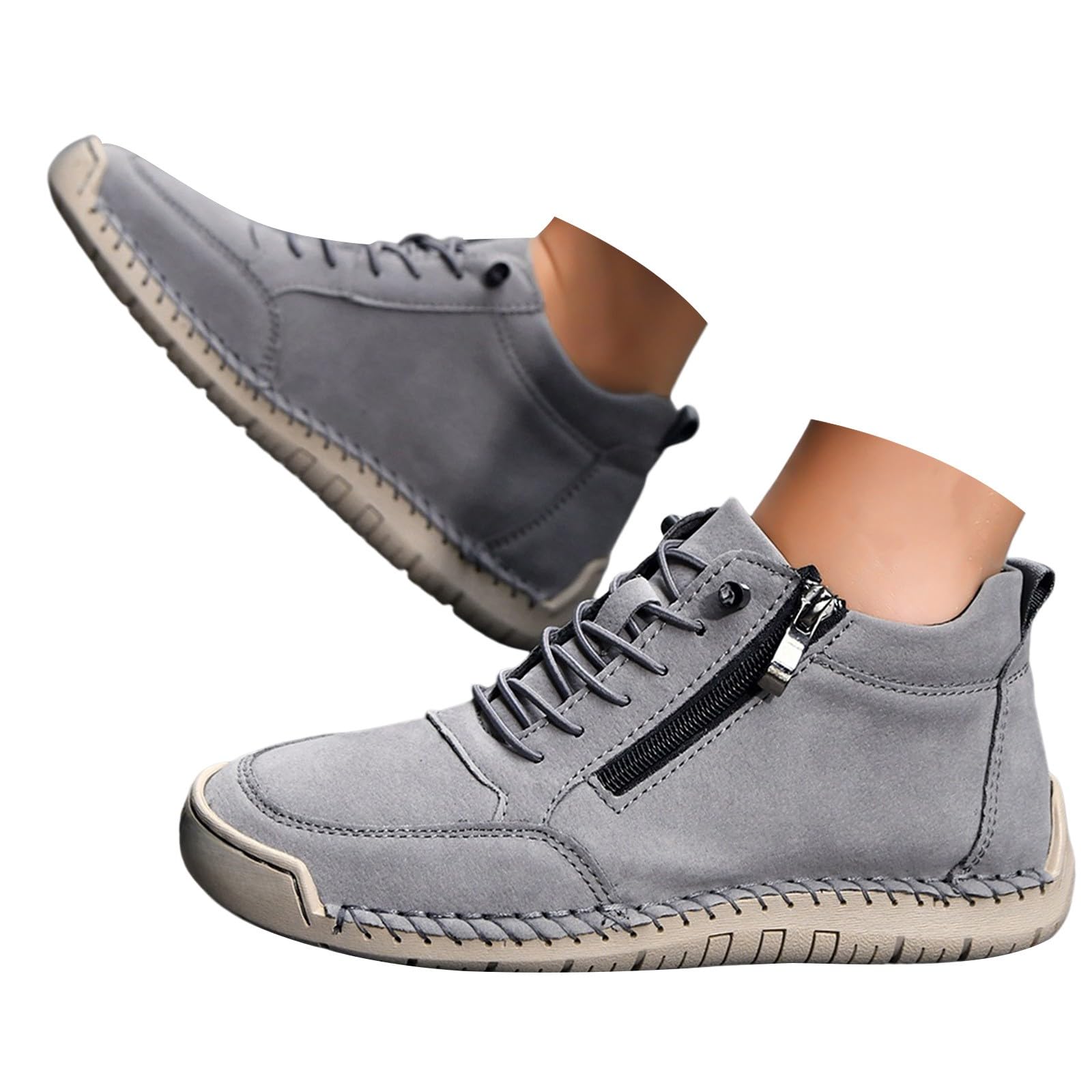 Generisch Sneaker da donna slip-on, scarpe da ginnastica leggere, traspiranti, senza lacci, leggere, in pelle, per il tempo libero, casual, comode, bianche