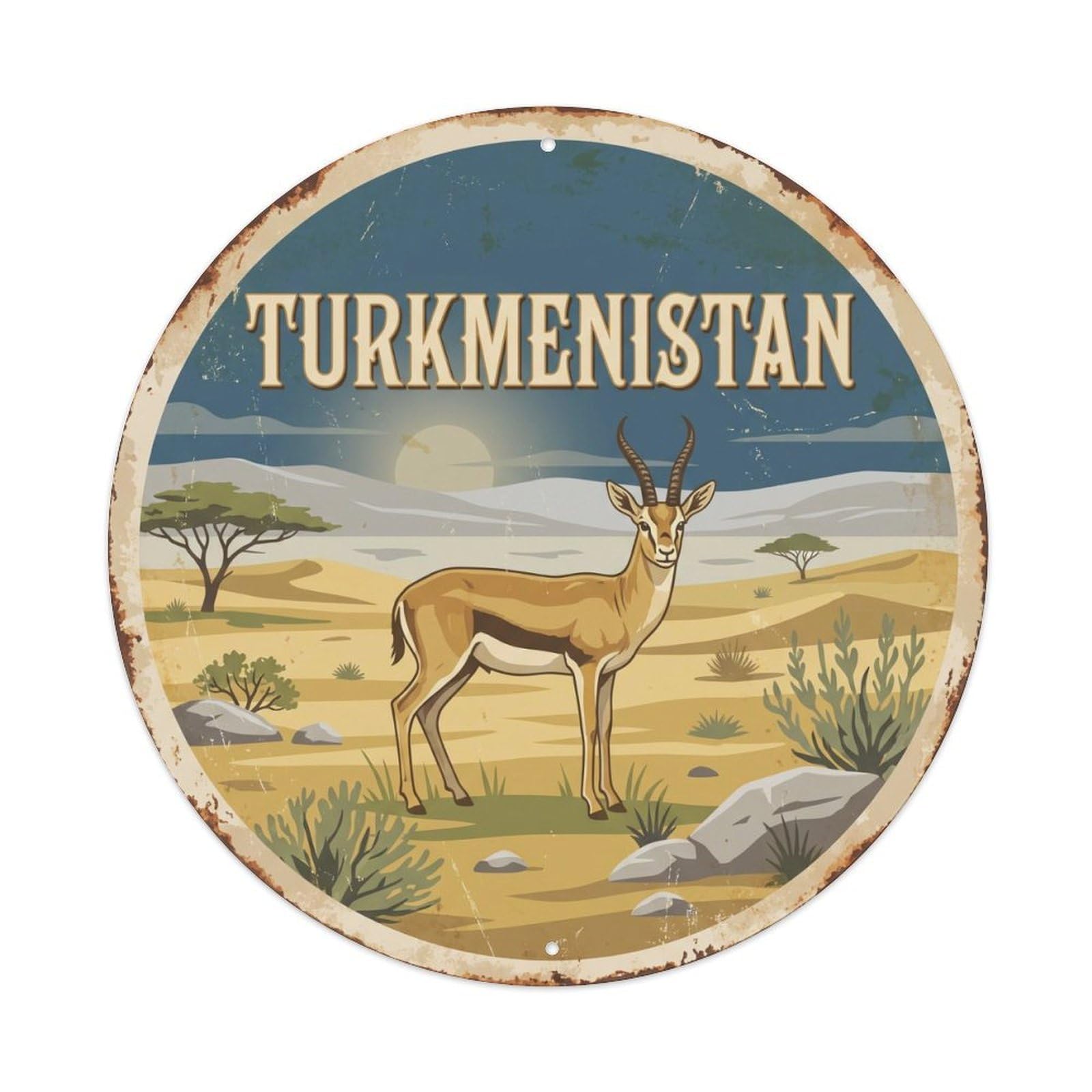 Turkmenistan Chinkara Desert Plain Metal Tin Sign