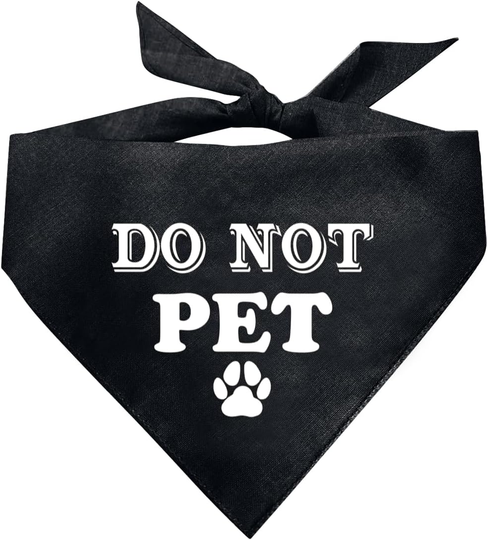 Do Not Pet Dog Bandana, Black Dog Bandana, Funny Cute Dog Bandana, Pet Dog Triangle Scarf, Pet Dog Scarf Accessories, Gift for Dog Lover, Dog Bandana for Small Medium Large Dogs (D38)