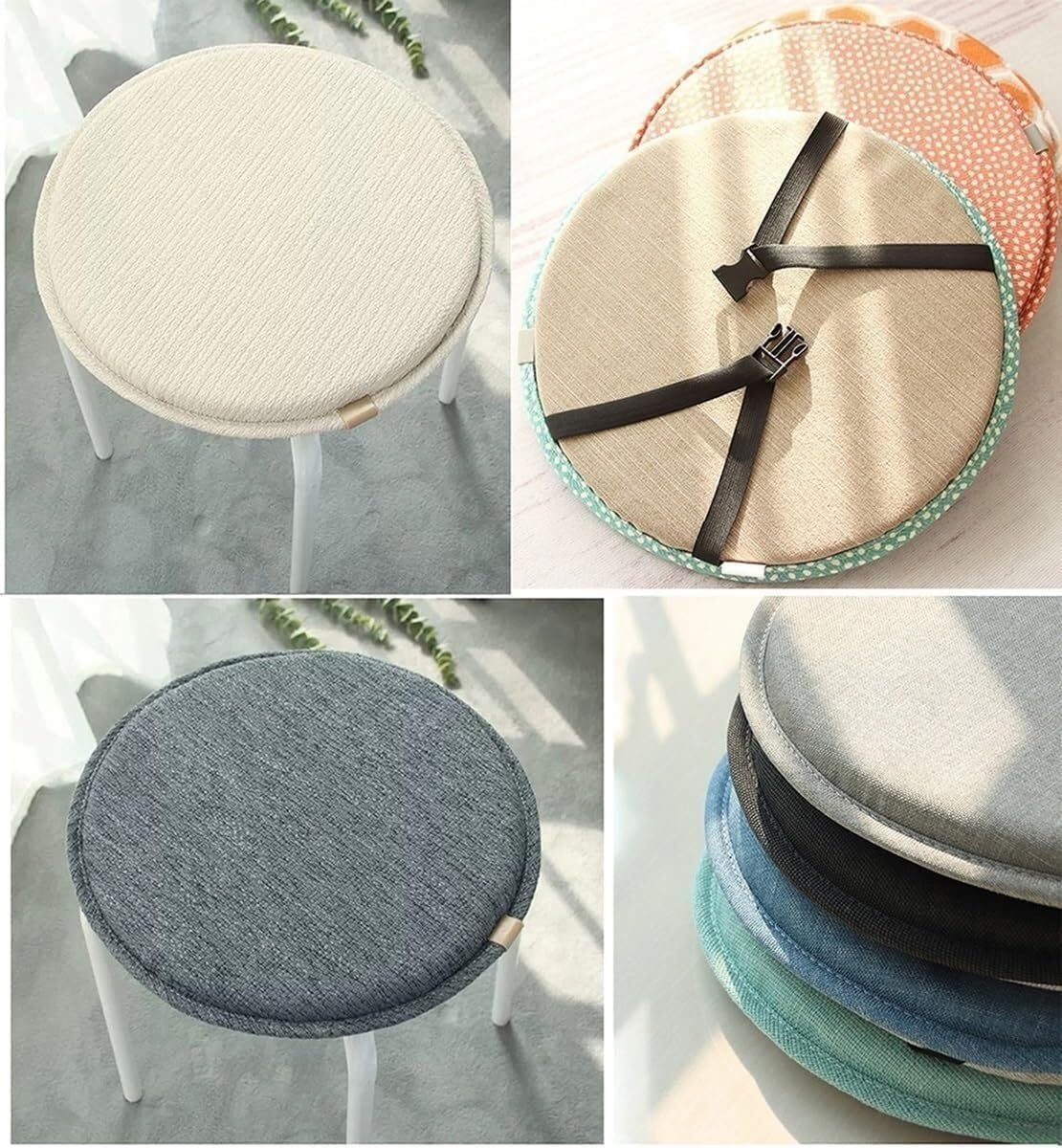 Lot de 4/6/2 Coussins de Chaise de Cuisine Ronds avec Attaches, diamètre 30 cm/33 cm/35 cm/40 cm/45 cm, for chaises de Salle à Manger, extérieur, Jardin, Cuisine, Bureau, Salon(I,6PCS-40CM)