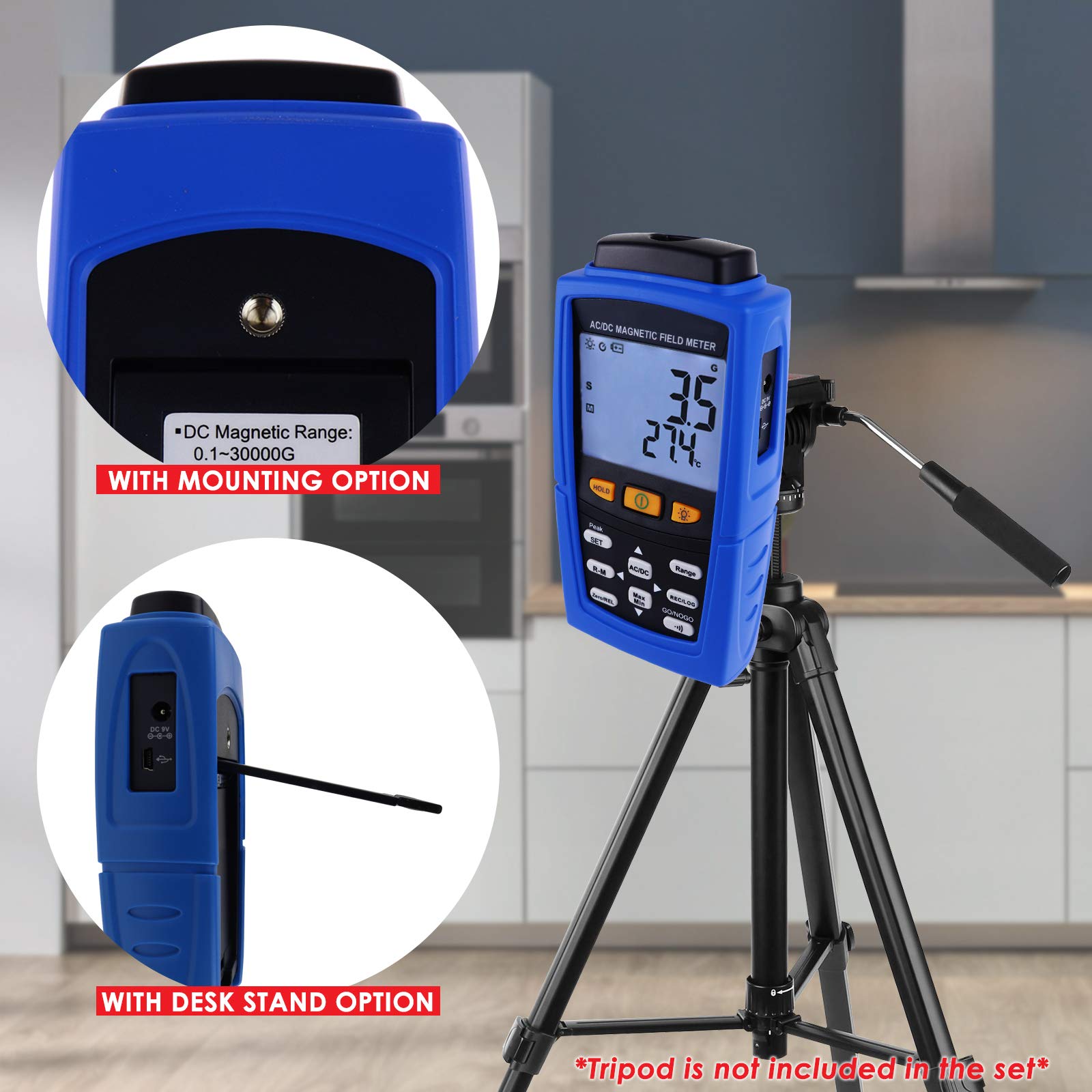 Professionale AC/DC Gaussmeter Magnetico Campo Forza Magnetometro 3000mT (30000G) Teslametro Auto/Manuale Registrazione Metro Tester