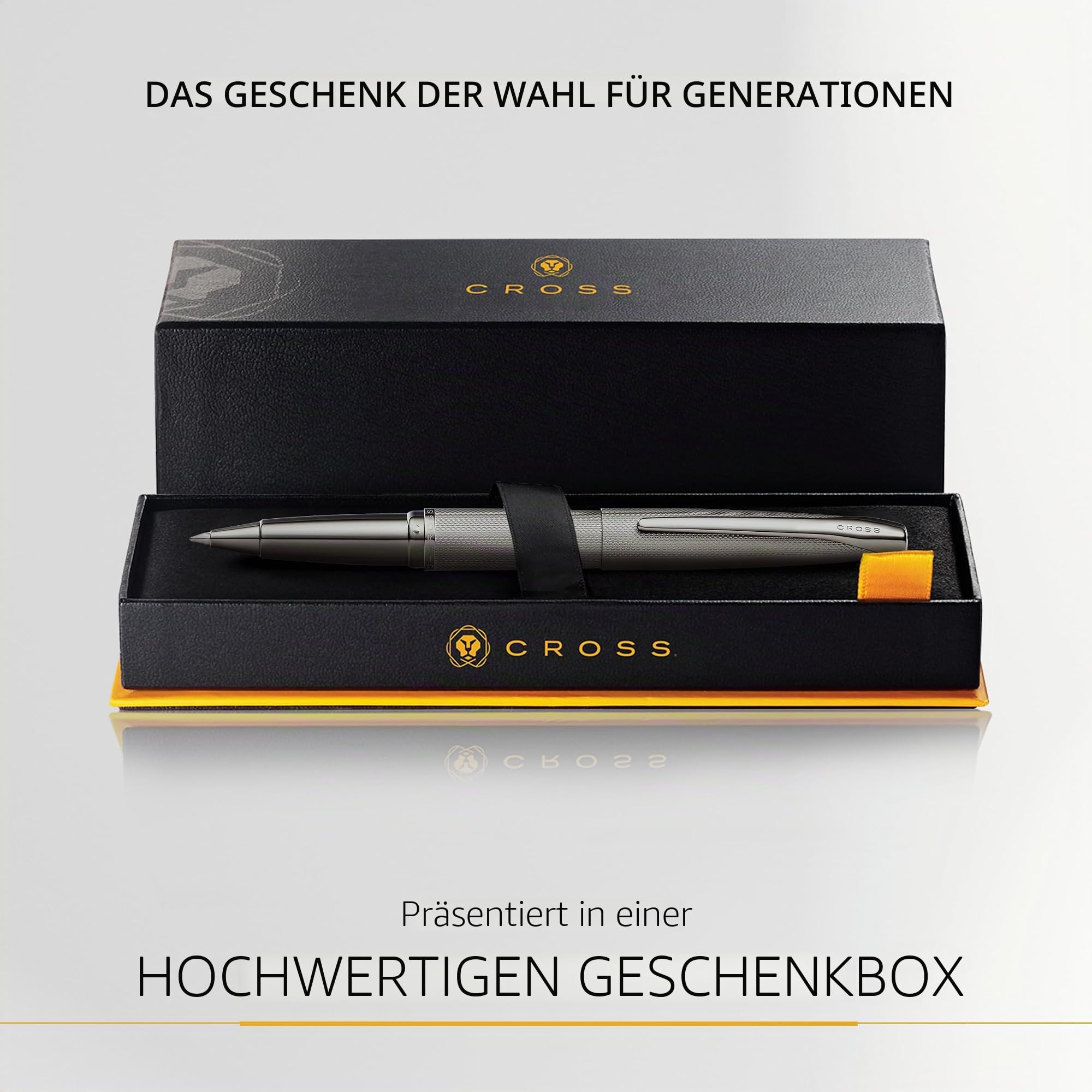 Cross ATX Rollerball (gefrästes Diamantmuster, Schreibfarbe schwarz, Strichstärke M, inkl. Geschenkbox) titangrau gebürstet